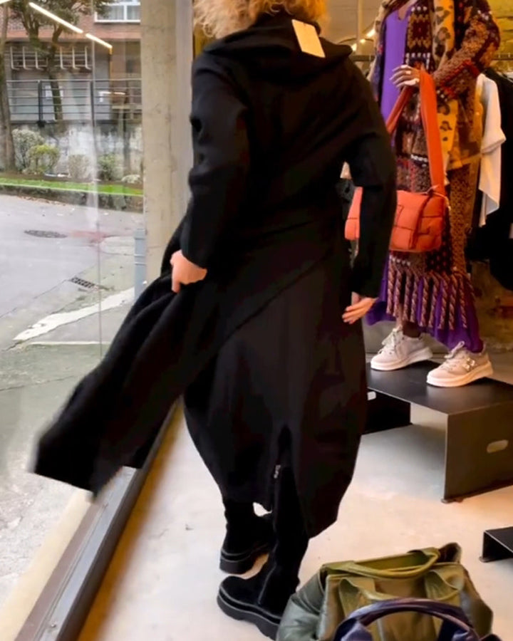 Eva - Vestito Midi Nero con Tasche