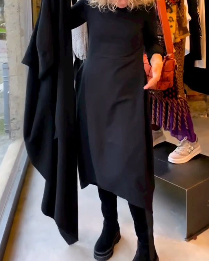Eva - Vestito Midi Nero con Tasche