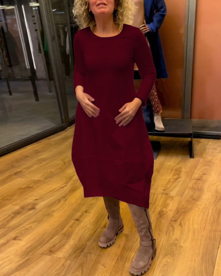 Eva - Vestito Midi Nero con Tasche