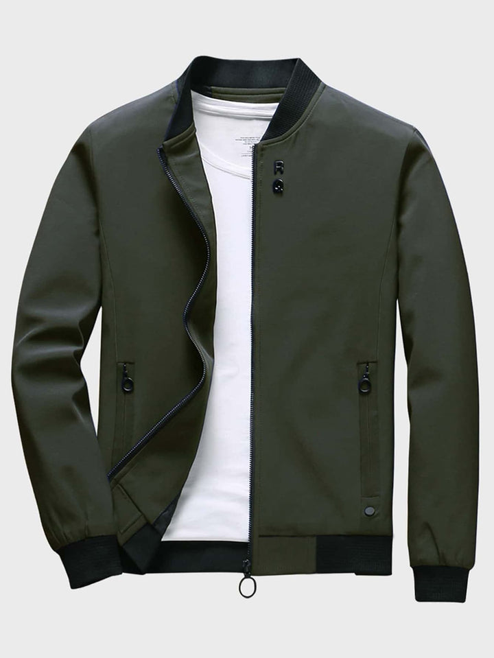 Leo - Giacca con Collo alla Baseball in Pile con Zip
