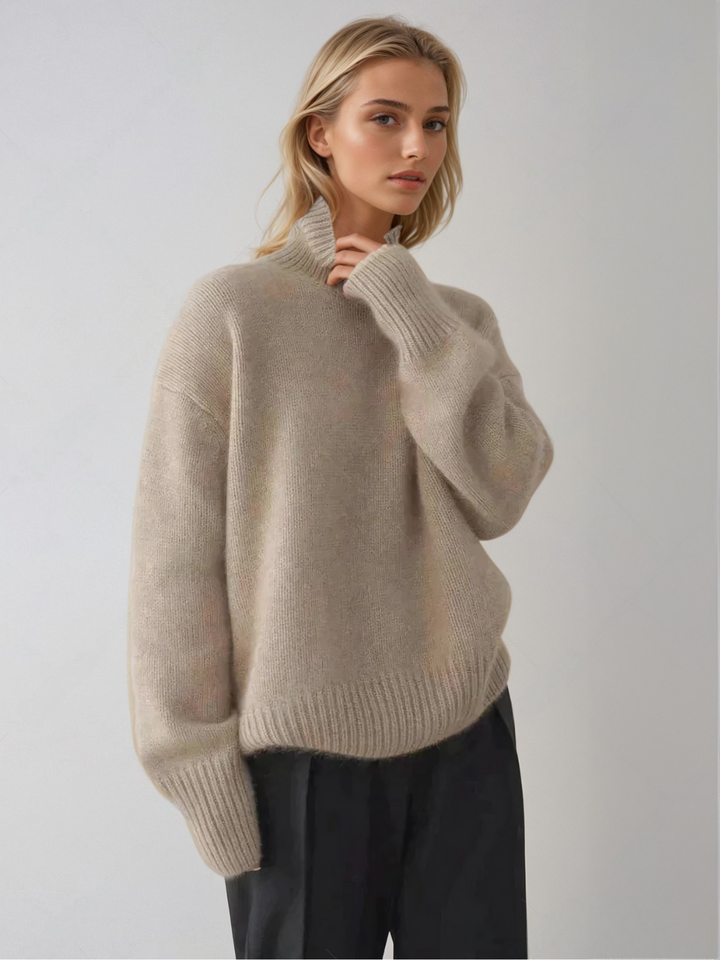 Nina - Maglione a Collo Alto Comodo in Maglia