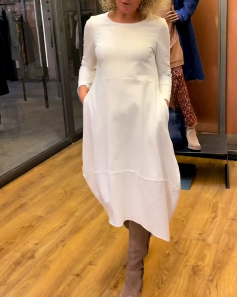 Eva - Vestito Midi Nero con Tasche