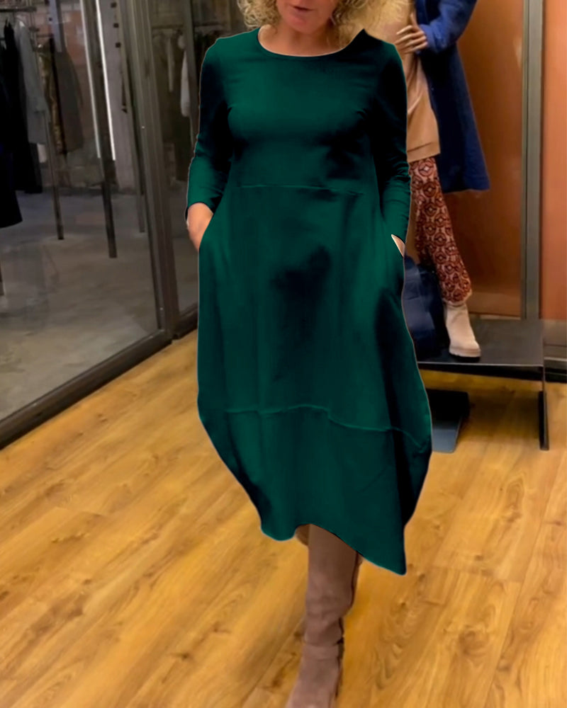 Eva - Vestito Midi Nero con Tasche