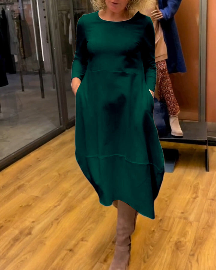 Eva - Vestito Midi Nero con Tasche
