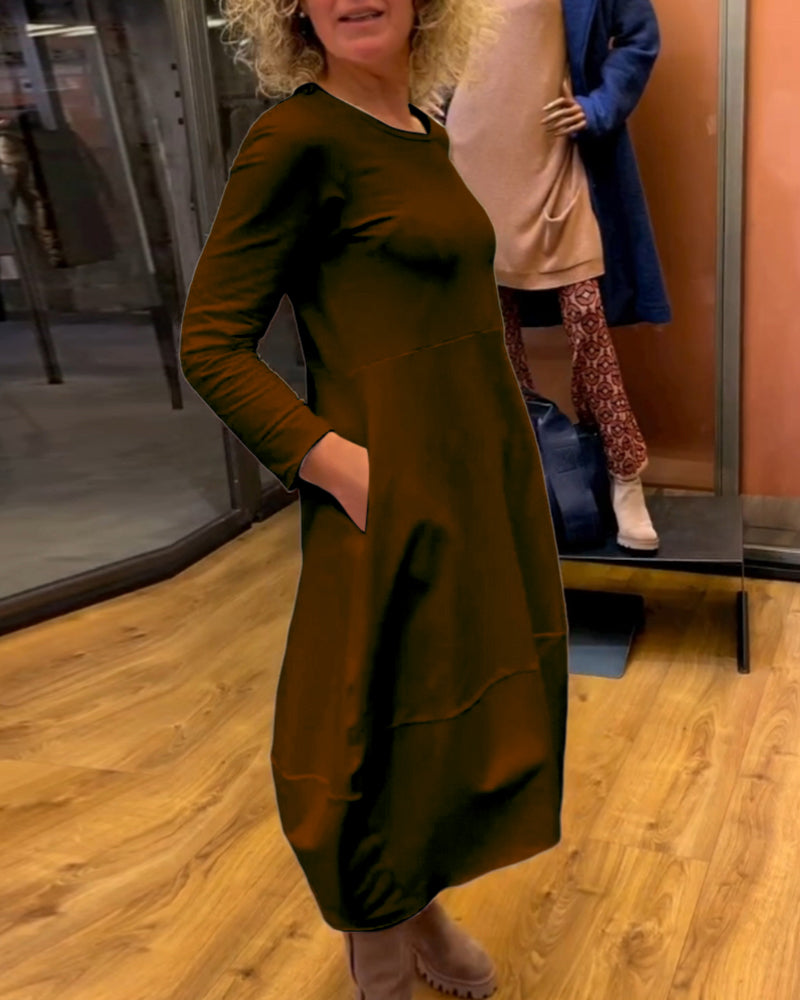 Eva - Vestito Midi Nero con Tasche
