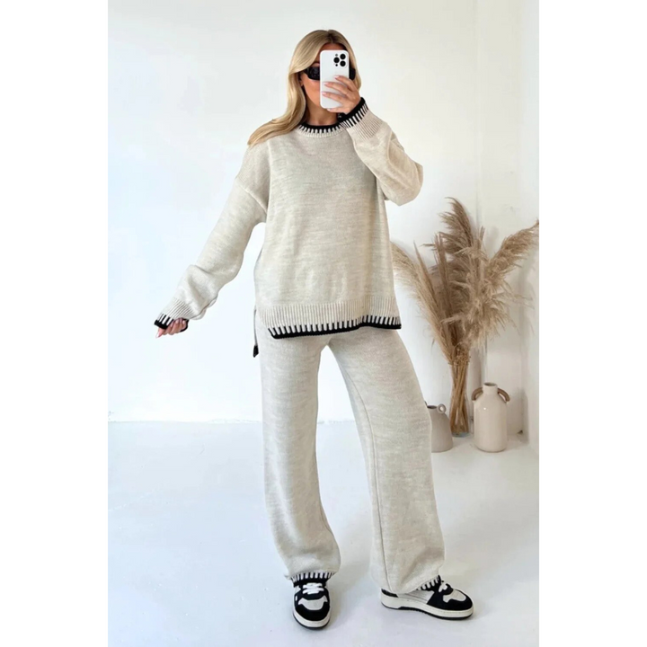 Elegante set a due pezzi in maglia