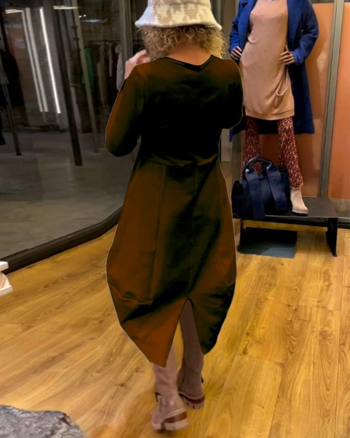 Eva - Vestito Midi Nero con Tasche