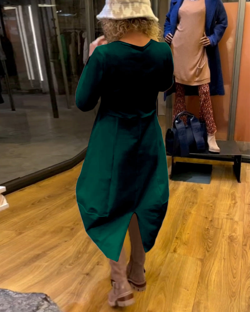 Eva - Vestito Midi Nero con Tasche