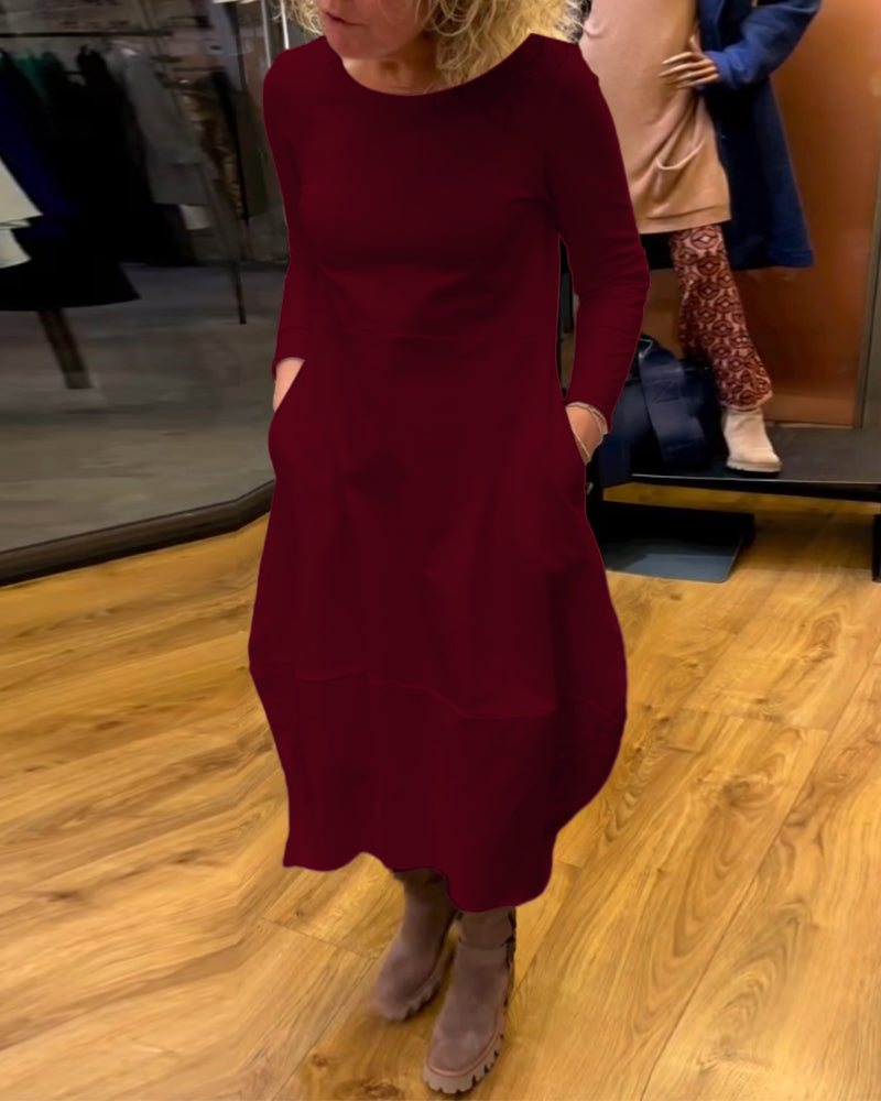 Eva - Vestito Midi Nero con Tasche