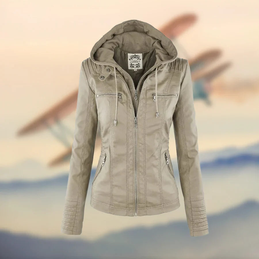 Nina - Giacca in Pelle Premium con Cappuccio