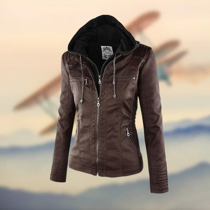 Nina - Giacca in Pelle Premium con Cappuccio
