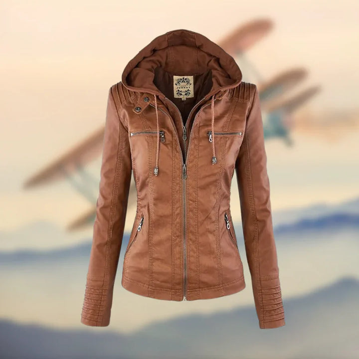 Nina - Giacca in Pelle Premium con Cappuccio