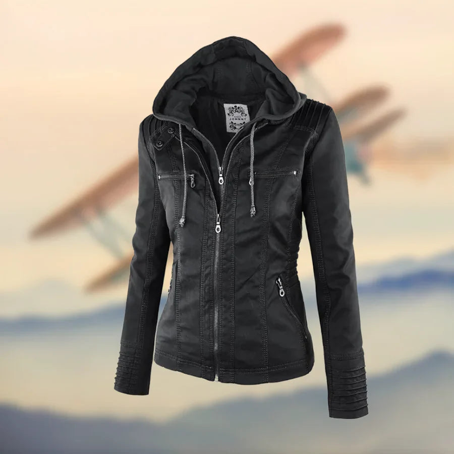 Nina - Giacca in Pelle Premium con Cappuccio