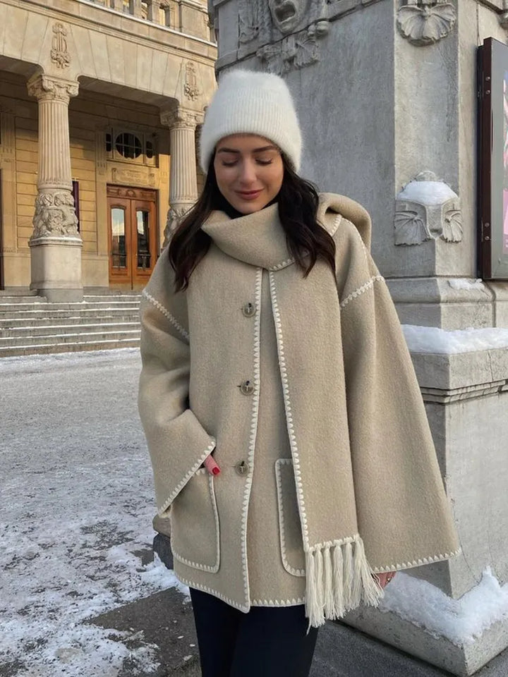 Mara - Elegante cappotto di lana con sciarpa invernale