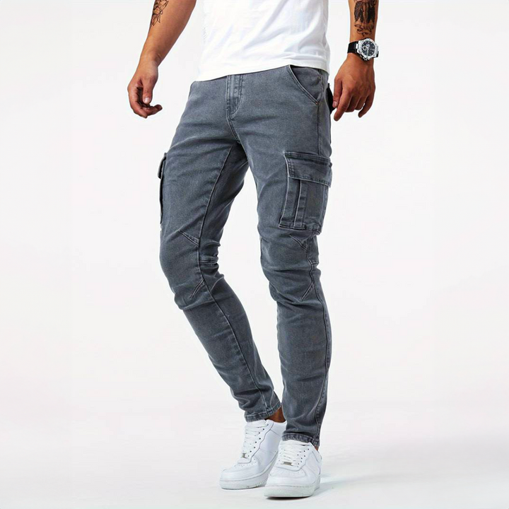 Enzo - Pantaloni cargo in tessuto elasticizzato