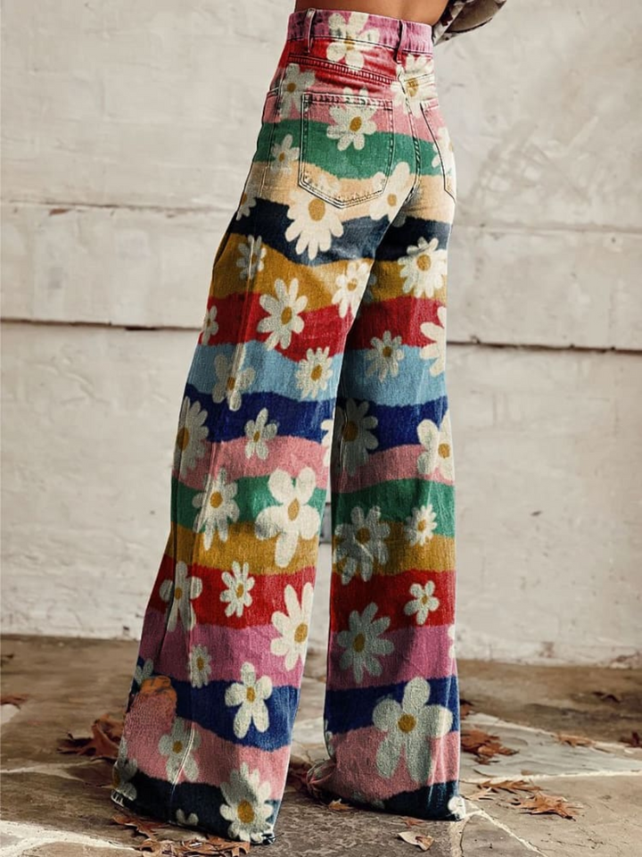 Pantaloni Floreali Larghi Retrò