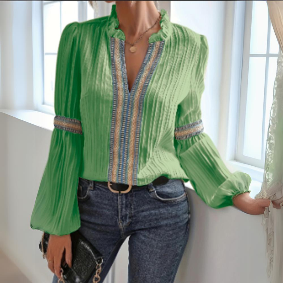 Sara - Blusa Boho in Chiffon con Maniche Lunghe