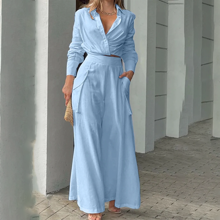 Daria - Set in Mistura di Lana con Collo a Sciarpa