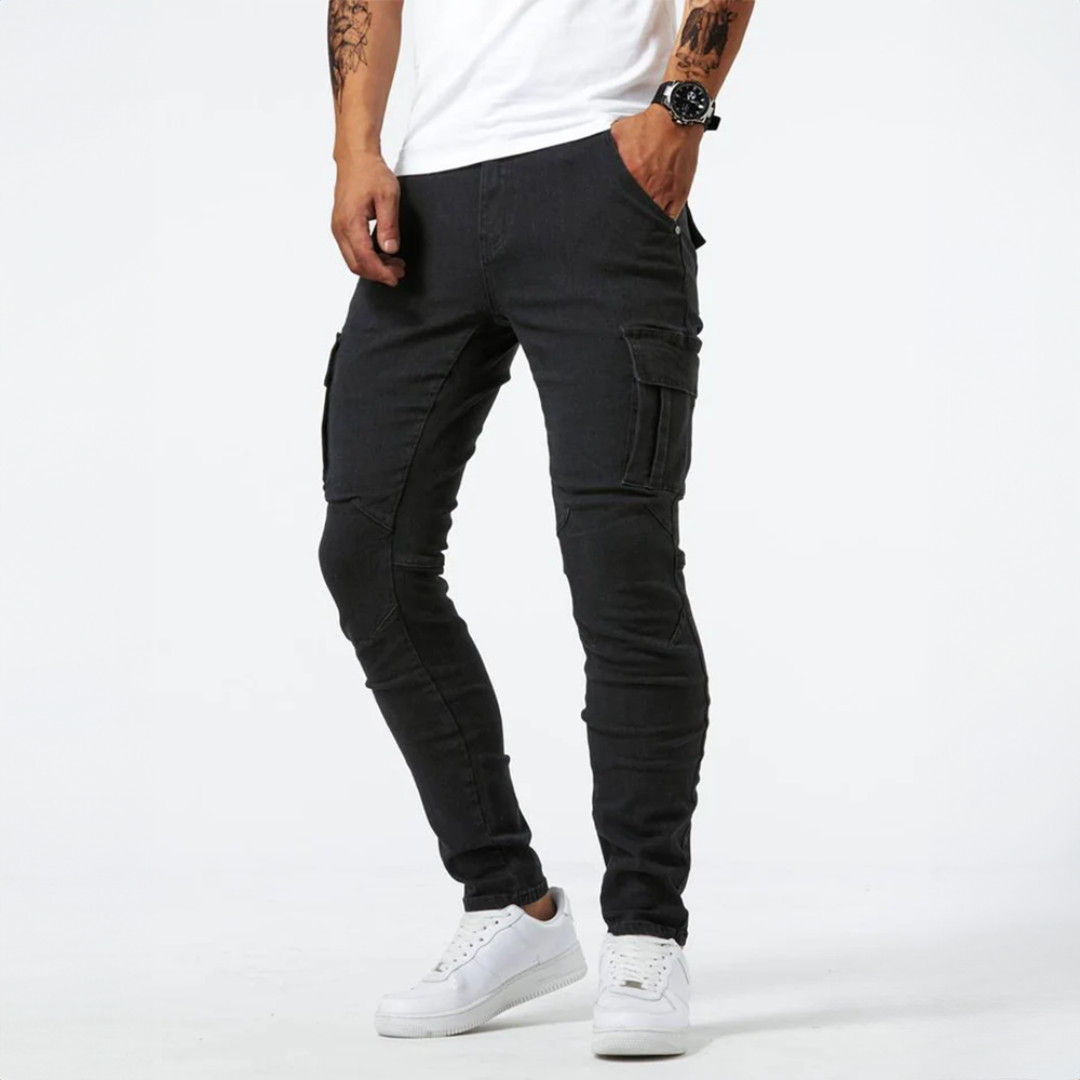 Enzo - Pantaloni cargo in tessuto elasticizzato