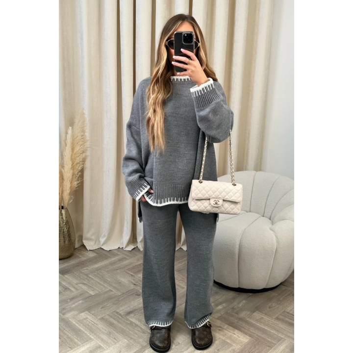 Elegante set a due pezzi in maglia