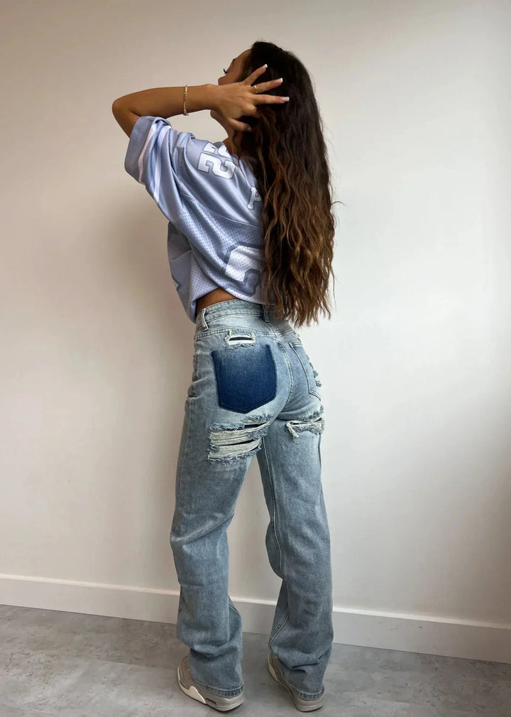 Sara - Jeans Dritti in Denim Premium