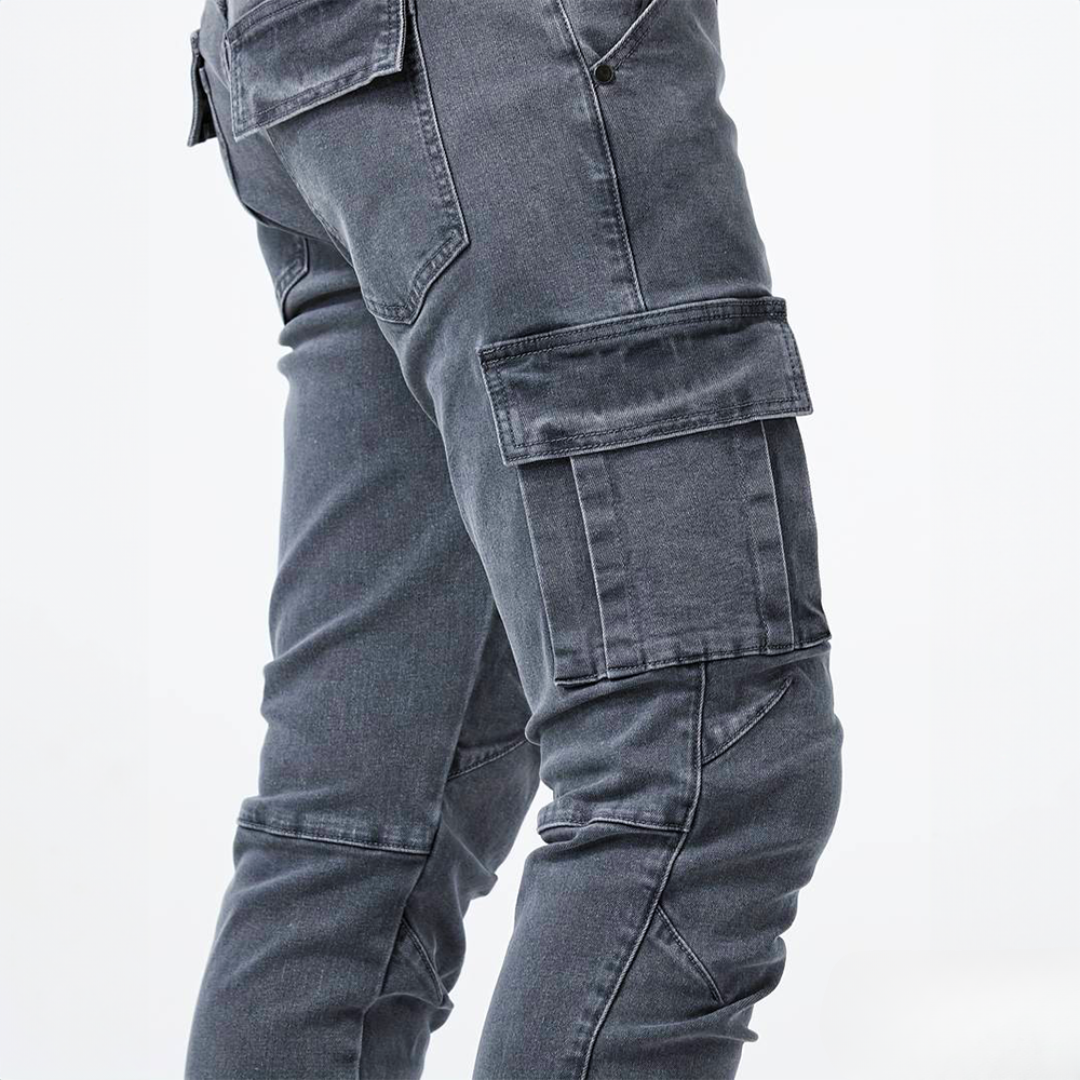 Enzo - Pantaloni cargo in tessuto elasticizzato