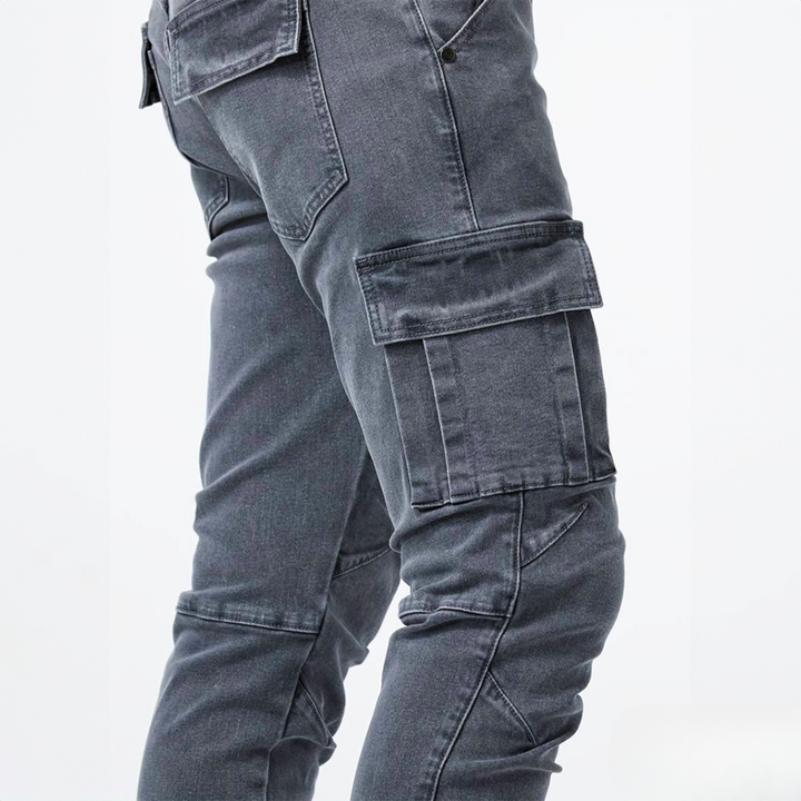 Enzo - Pantaloni cargo in tessuto elasticizzato