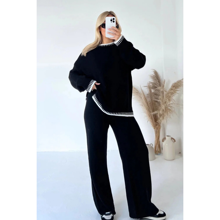 Elegante set a due pezzi in maglia