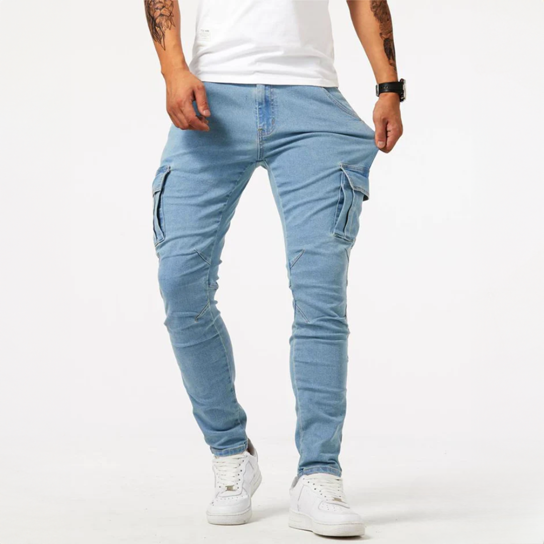 Enzo - Pantaloni cargo in tessuto elasticizzato