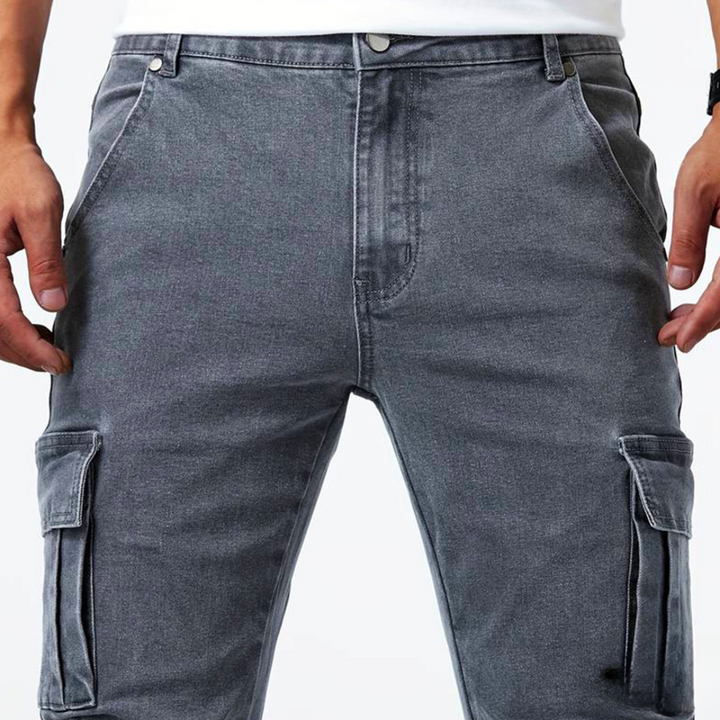 Enzo - Pantaloni cargo in tessuto elasticizzato