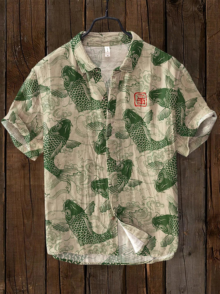 Vintage camicia in lino a forma di pesce