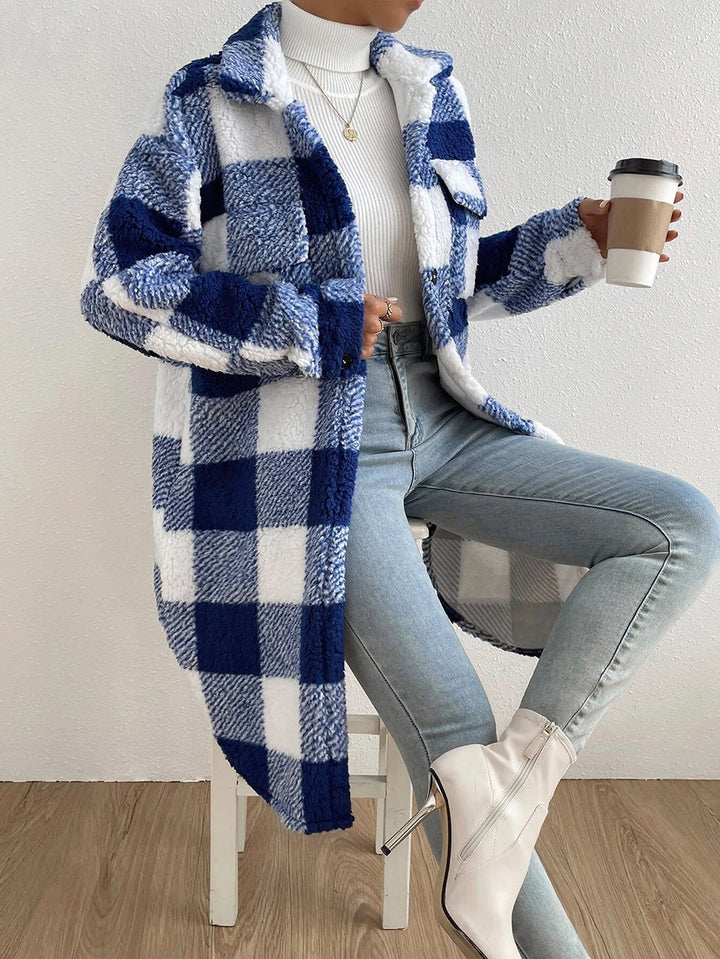 Nina - Cappotto in Velluto di Lana Morbida a Quadri