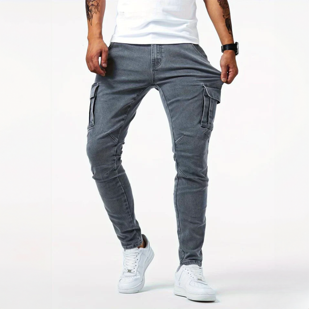 Enzo - Pantaloni cargo in tessuto elasticizzato