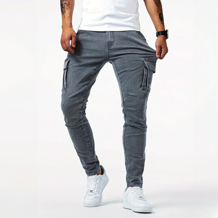 Enzo - Pantaloni cargo in tessuto elasticizzato