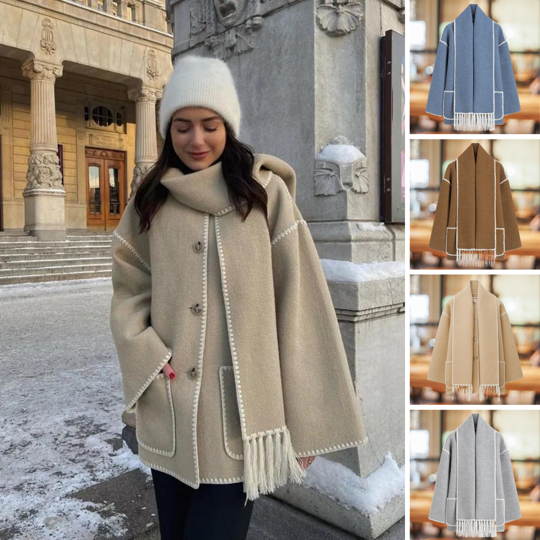 Mara - Elegante cappotto di lana con sciarpa invernale