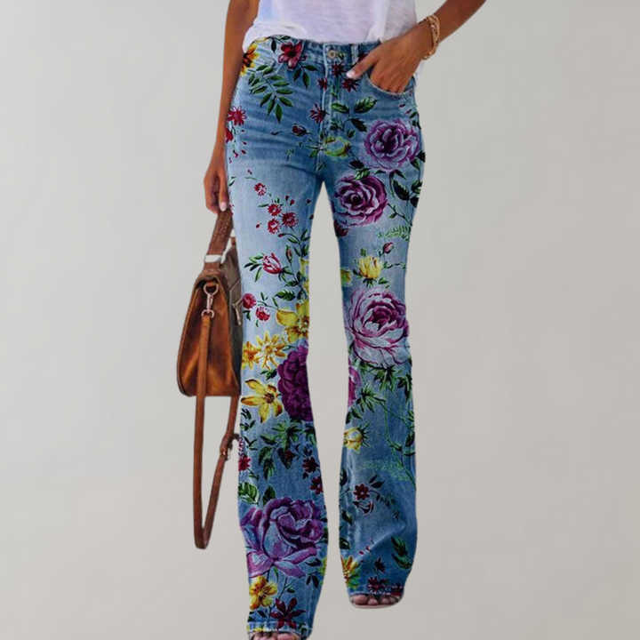 Viola - Jeans con stampa floreale