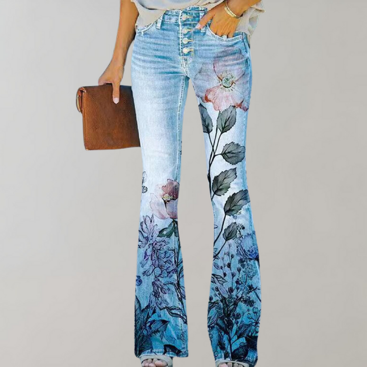 Viola - Jeans con stampa floreale