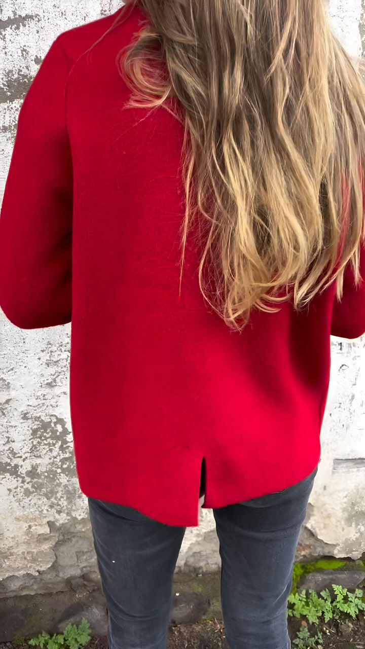 Anna - Giacca in pelle scamosciata con colletto a revers e zip