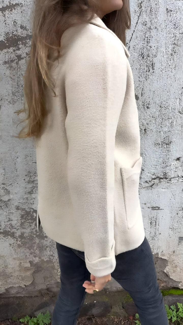 Anna - Giacca in pelle scamosciata con colletto a revers e zip