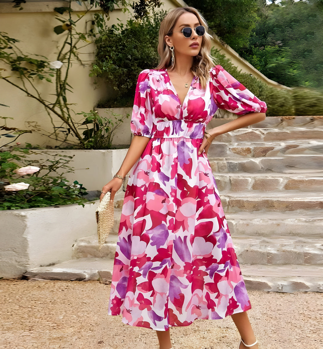 Vanessa - Abito Midi con Fiori