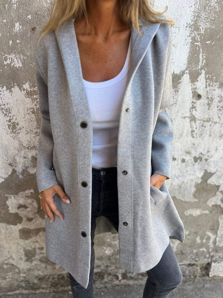 Ilaria - Giacca con cappuccio in twill a singolo bottone