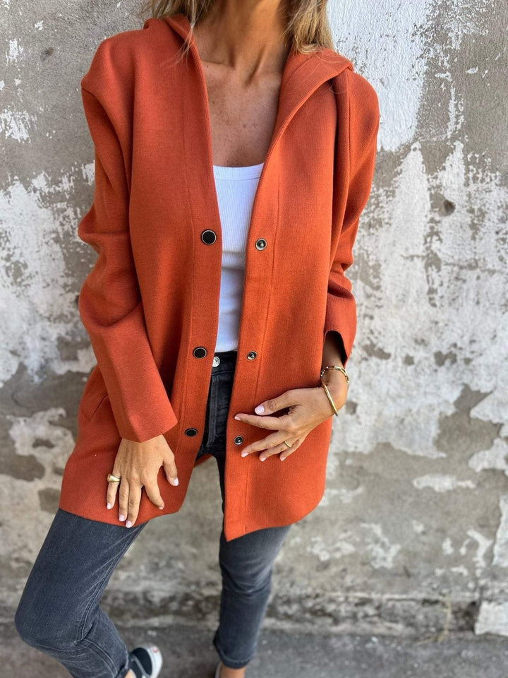 Ilaria - Giacca con cappuccio in twill a singolo bottone