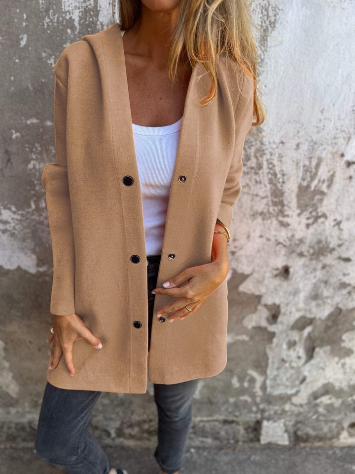 Ilaria - Giacca con cappuccio in twill a singolo bottone