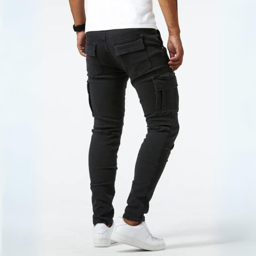 Enzo - Pantaloni cargo in tessuto elasticizzato