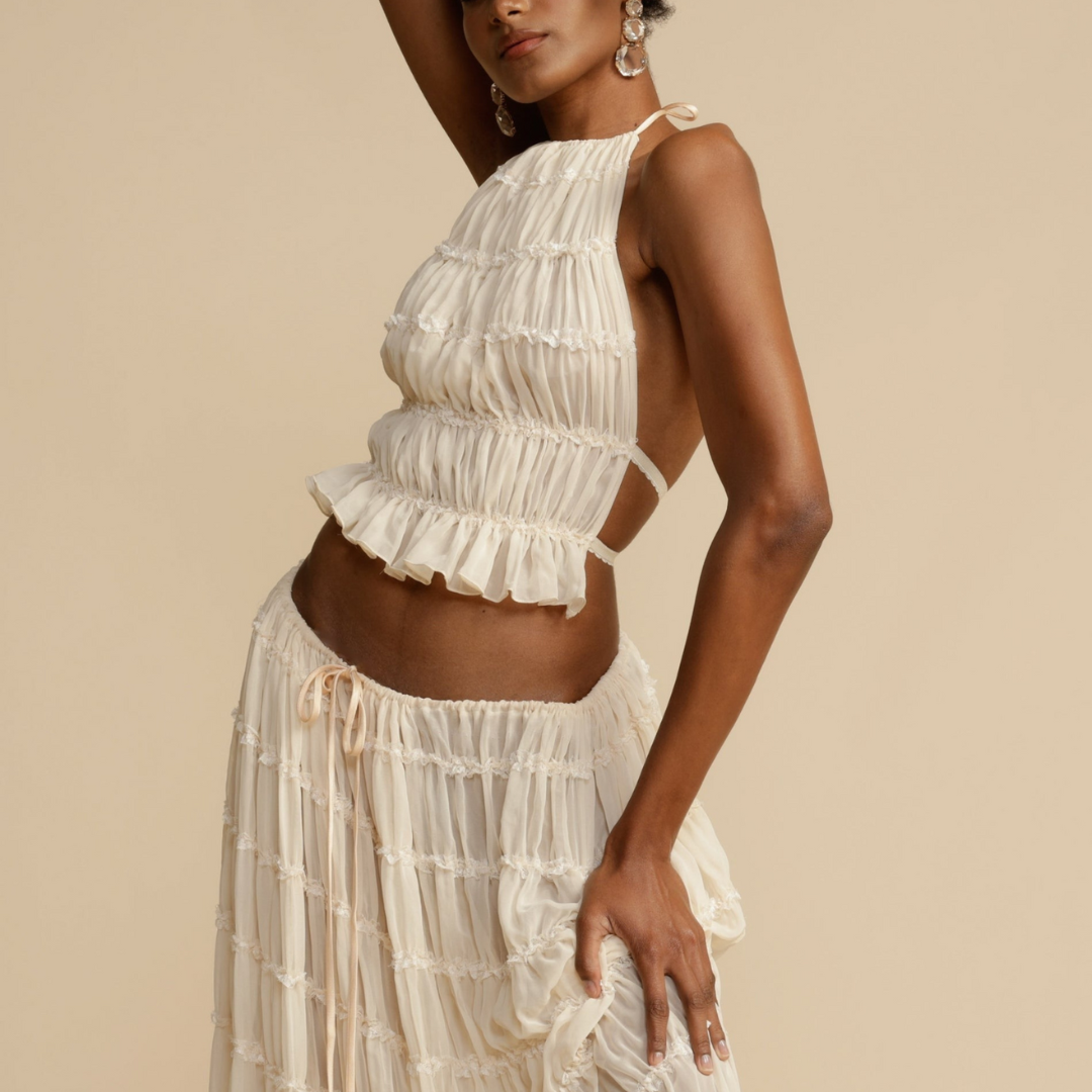 Set di top e gonna con halter