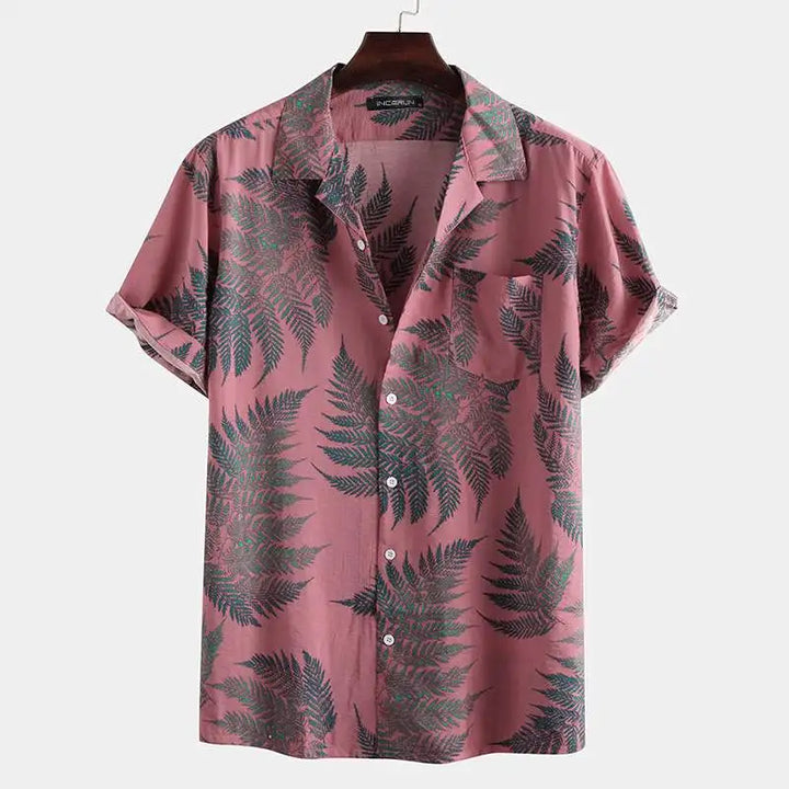 Sergio - Camicia con stampa tropicale di foglie