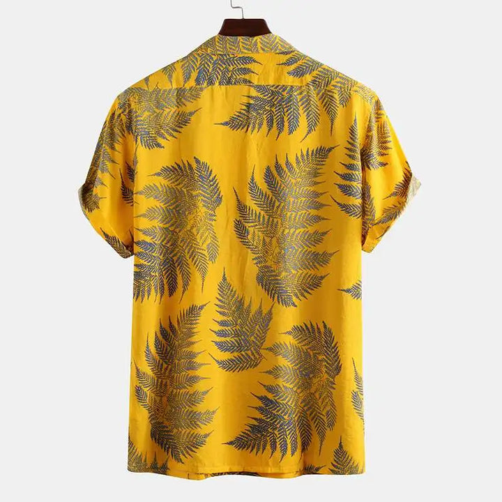 Sergio - Camicia con stampa tropicale di foglie