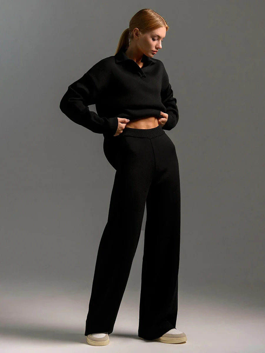 Nina - Set Polo in Cotone con Pantaloni a Zampa