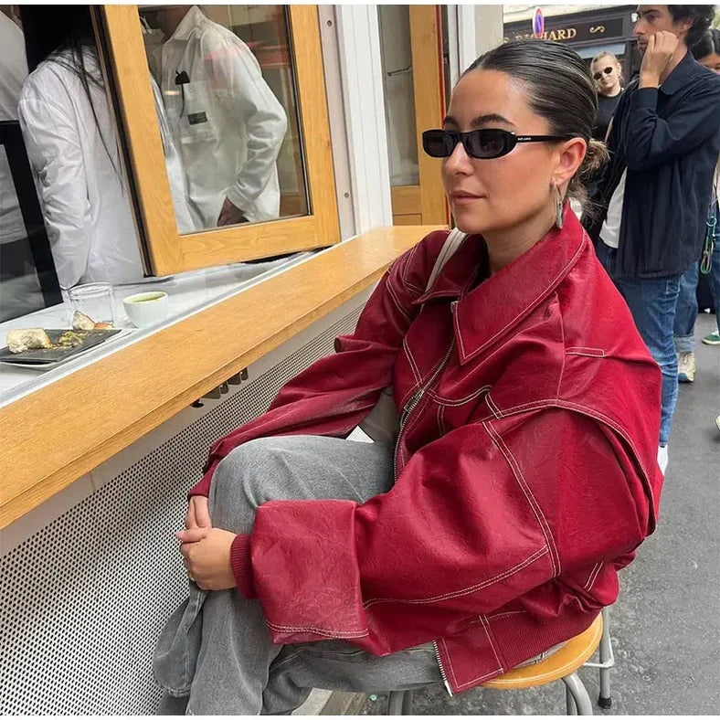 Tina - Giacca in pelle oversize