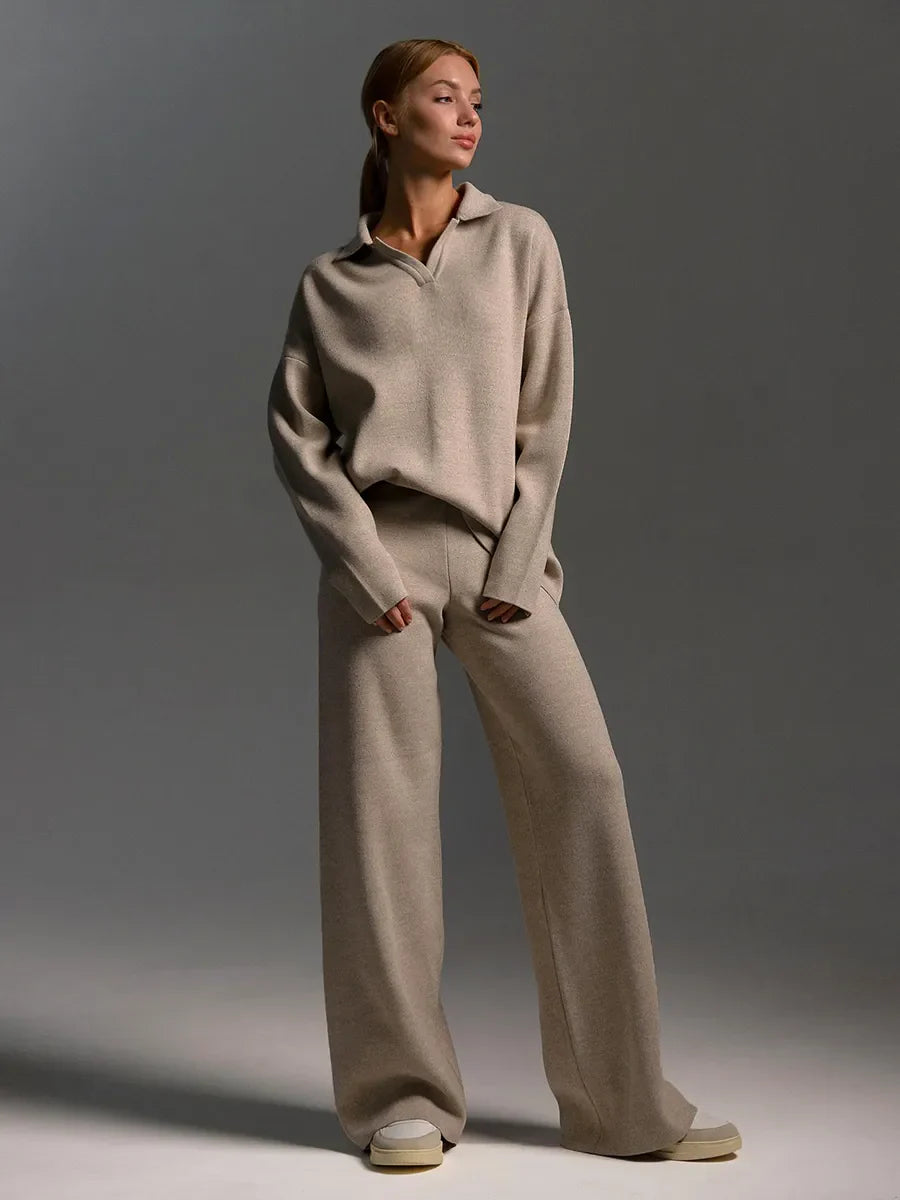 Nina - Set Polo in Cotone con Pantaloni a Zampa